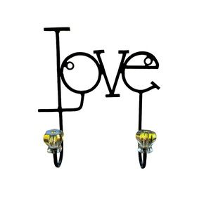 Metal LOVE wall hooks sign